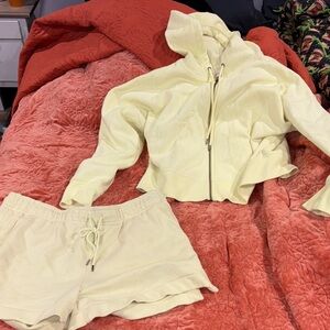 Yellow Hoodie and Shorts Set